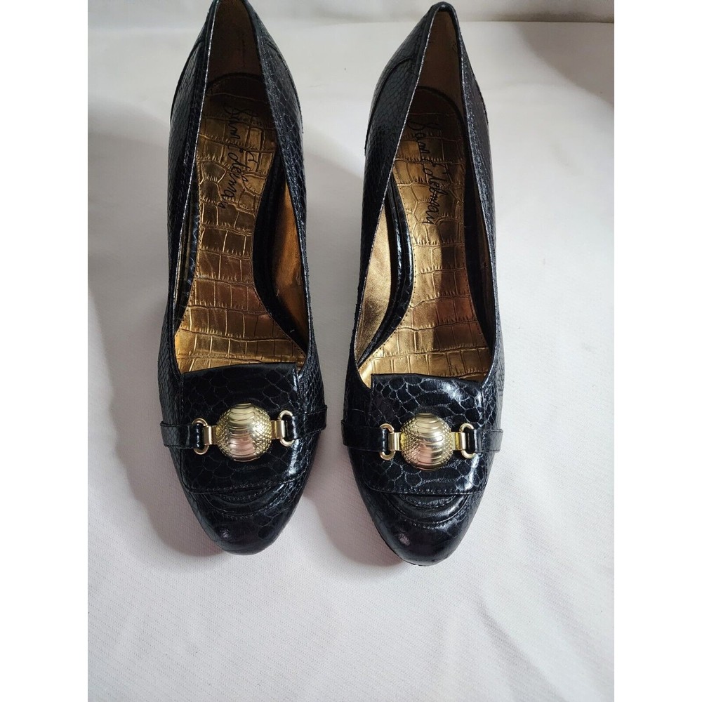 Sam Edelman Yoanna Black Medallion Snake-Print Pumps Size 12 (WS15)